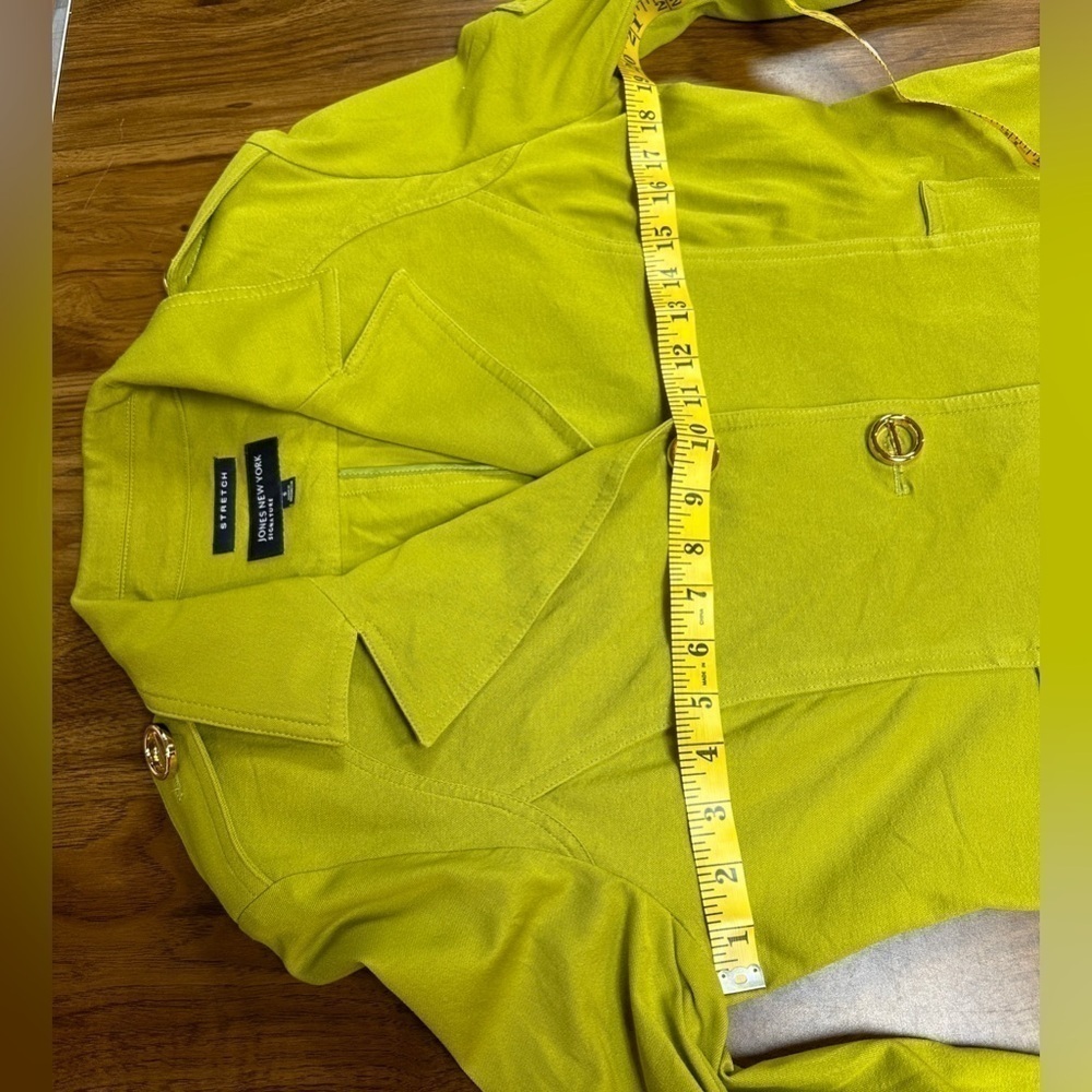 Vintage Jones New York Signature Stretch Jacket Chartreuse Green Women’s Size S - Picture 3 of 11